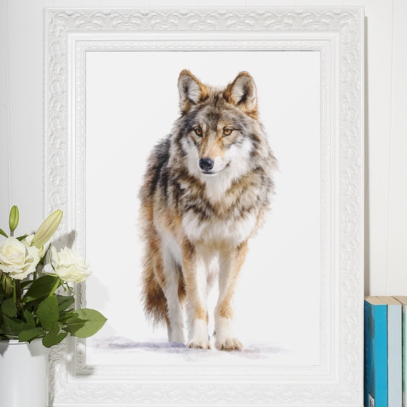 Watercolor Wolf with Mystical Aura Portrait Wall Art Print Poster, Unframed - Picture 6 of 6